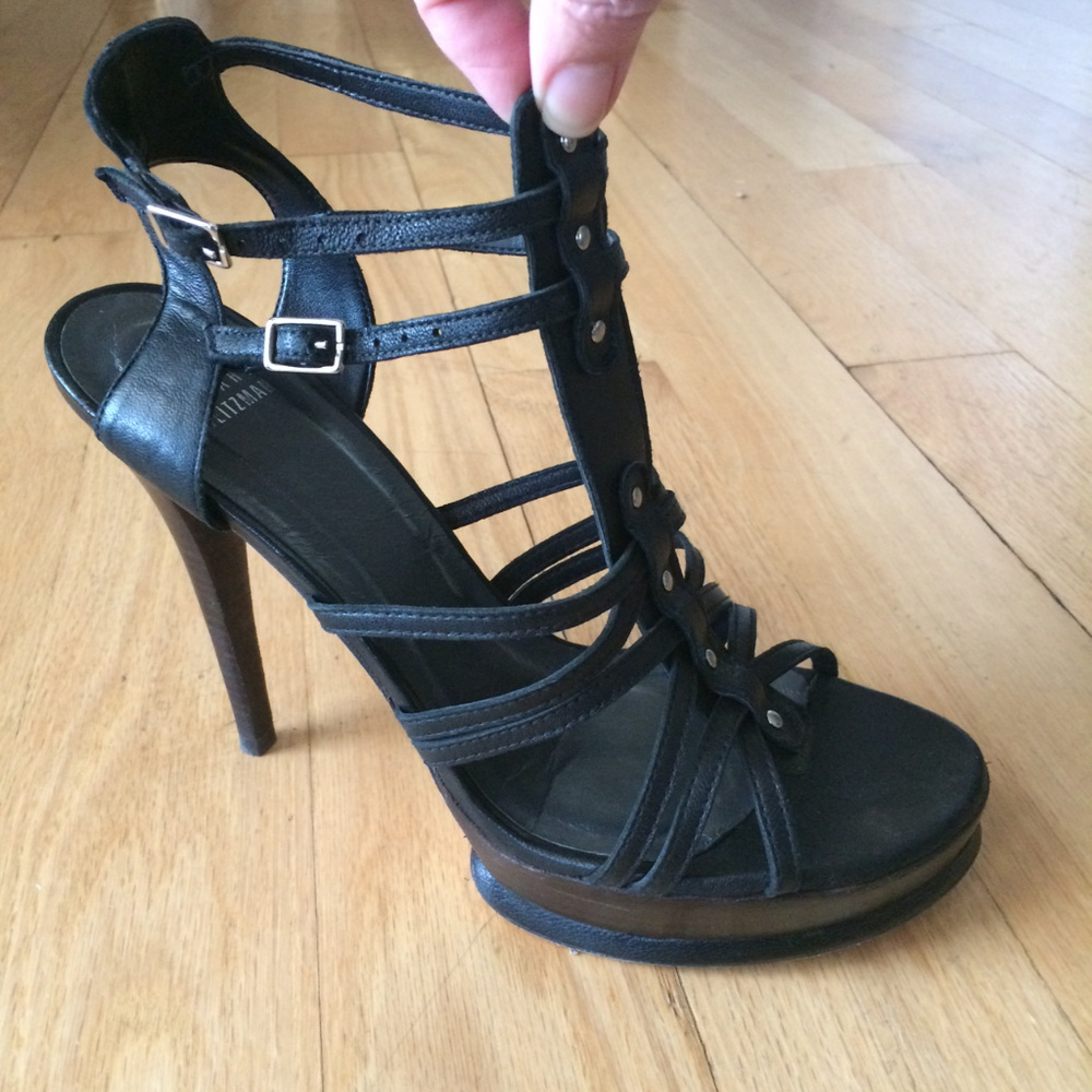 Stuart Weitzman Studded Black Platform Sandals - image 5